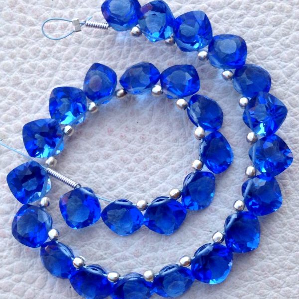 Brand New, Full 6 Inch Strand, DEEP TANZANITE BLUE QUARTZ Faceted Cut Cushion Shape Briolettes,8x8mm size,Superb Item at Low Price.
