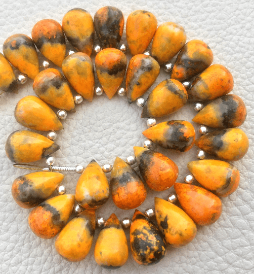 4 Matched Pair, NATURAL BUMBLE BEE Smooth Drops Shape Briolettes, 12x8mm size.Superb Item at Low Price