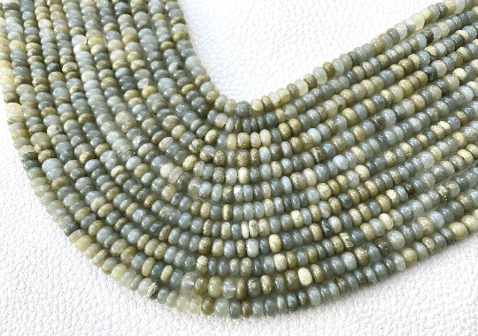 Brand New, Full 13 Inch Full Strand,Natural African GREEN CAT'S EYE Smooth Rondelles Beads,5.5-5mm Size, Amazing Item at Low Price.