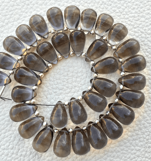 Brand New, 5 Matched Pairs, 12x8mm Long aprx.,Natural Smoky Smooth Drops Briolettes,Amazing Item at Low Price] Brand New, 5 Matched Pairs, 12x8mm Long aprx.,Natural Smoky Smooth Drops Briolettes,Amazing Item at Low Price