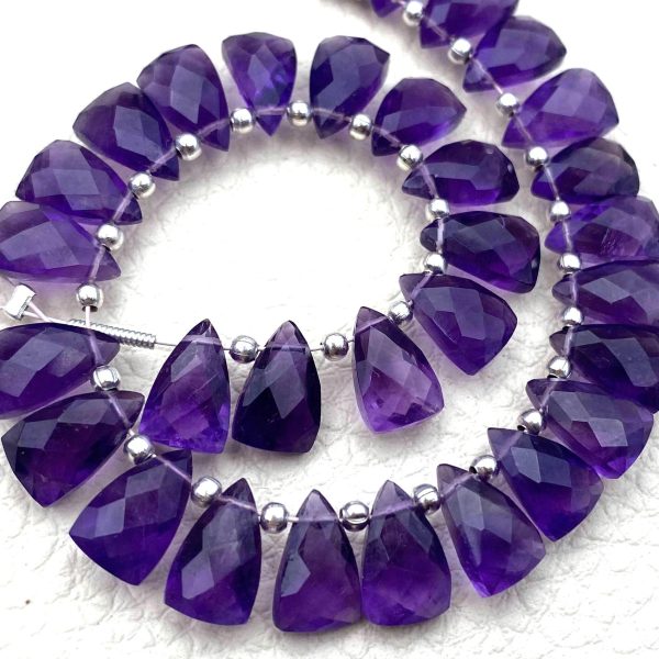 Brand New, Full 6 Inch Strand, Natural AMETHYST Faceted Pyramid Shape Briolettes,10x6mm size,Superb Item at Low Price.