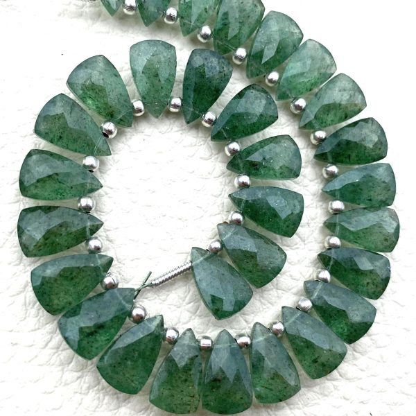 Brand New, Full 6 Inch Strand, Natural GREEN Strawberry QUARTZ Faceted Pyramid Shape Briolettes,10x6mm size,Superb Item at Low Price. (Copy)
