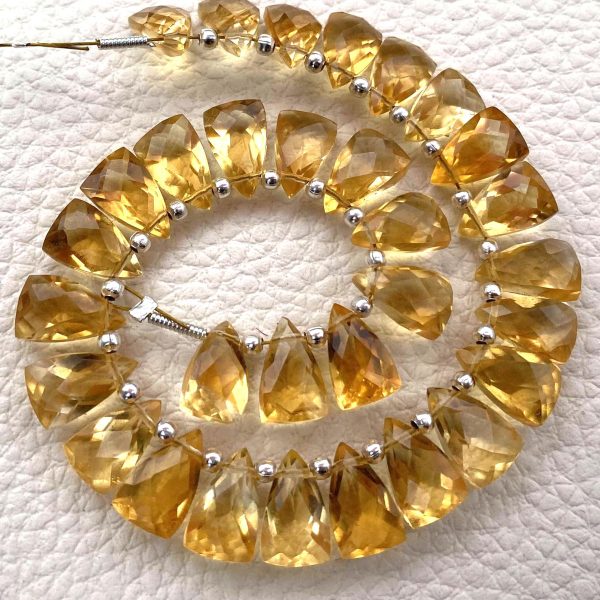 Brand New, Full 6 Inch Strand, Natural CITRINE Faceted Pyramid Shape Briolettes,10x6mm size,Superb Item at Low Price.