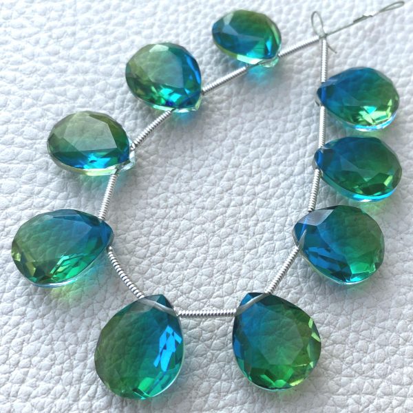 4 Matched pairs, SUPER Doublet Quartz Faceted CUT Heart Shape Briolettes,12x14mm Size,Finest Item. (Copy)