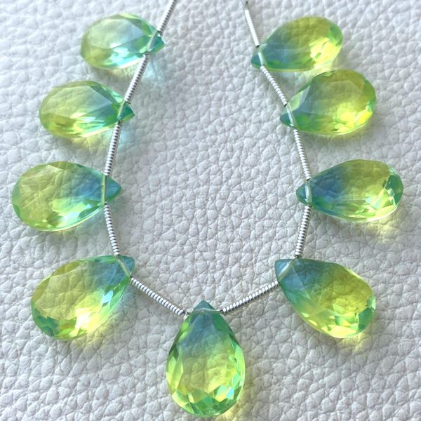 4 Matched pairs, SUPER Doublet Quartz Faceted CUT Pear Shape Briolettes,15x10mm Size,Finest Item.