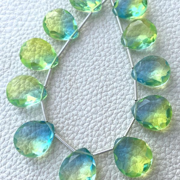 4 Matched pairs, SUPER Doublet Quartz Faceted CUT Heart Shape Briolettes,12x14mm Size,Finest Item.