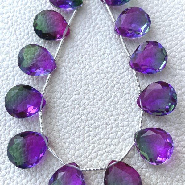 4 Matched pairs, SUPER Doublet Quartz Faceted CUT Heart Shape Briolettes,12x14mm Size,Finest Item.
