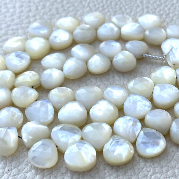 Brand New, Natural Mother of Pearl Faceted Heart Shape Briolettes,8mm Size,Amazing Rare Item.