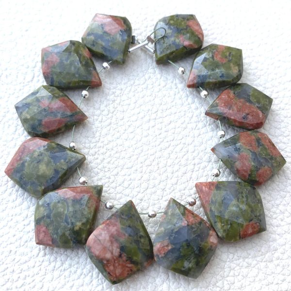 Brand New, 2 Matched Pairs,Natural UNAKITE Faceted Fancy Shape Briolettes,20x15mm Size,Amazing Rare Item