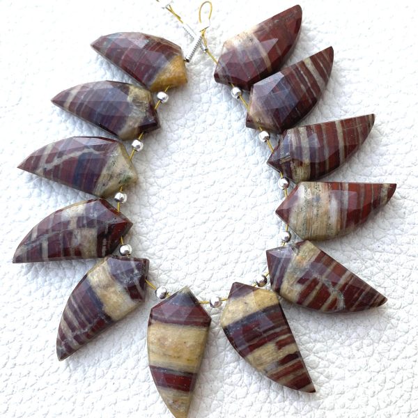 Brand New, 2 Matched Pairs,Natural IRON MOOKITE Faceted Fancy Shape Briolettes,20x10mm Size,Amazing Rare Item.