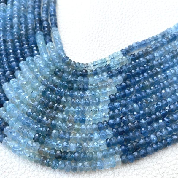 Brand New, Full 14 inch Long Strand, Natural MOSS AQUAMARINE Micro Faceted Rondelles,4mm Size,Amazing item at Low Price.