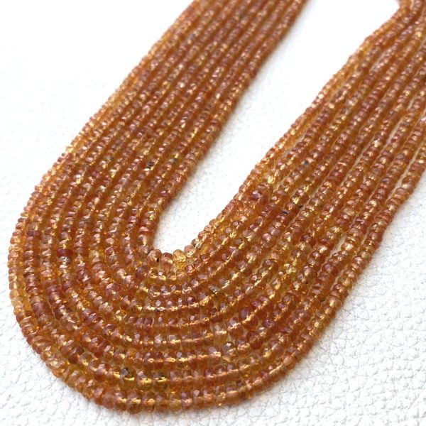 AAA Rare Orange Sapphire Faceted Rondelle Beads Orange Songea Sapphire Rondelle Beads Padparadscha Sapphire Beads,2.5-3.5mm,Full 15 Inch Long Strand