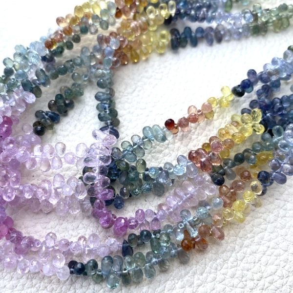 Rare 8 Inch Strand, Songea SAPPHIRE Teardrop Briolettes Gemstone Beads, Luxe AAA, 4-5 mm Drops, Songea Sapphire Gem,Rare Sapphire