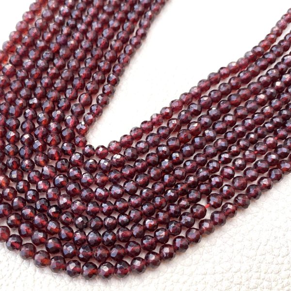 Brand New, Full 12 inch Long Strand, Natural GARNET Micro Faceted Round Balls,3.5mm Size,Amazing item at Low Price