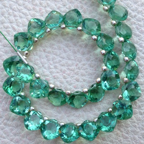 Brand New, Full 6 Inch Strand, NEW GREEN QUARTZ Faceted Cut Cushion Shape Briolettes,8x8mm size,Superb Item at Low Price.