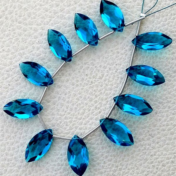 5 Matched pairs, SUPER SWISS Blue Quartz Faceted CUT Marquise Shape Briolettes,16X8mm Size,Finest Item