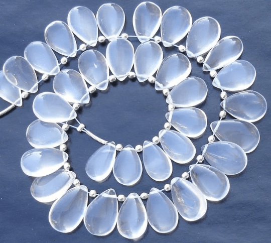 Extremely Rare Natural ICE QUARTZ,AAA Quality,Smooth Pear Shape Briolettes,12-14mm Long, 20 Pieces Per Half Strand,Great Quality at Wholesale Price.