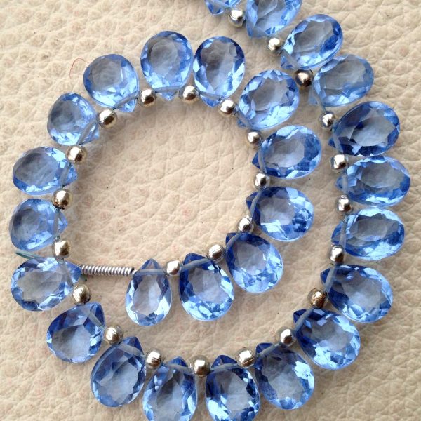 Brand New, Full 6 Inch Strand, TANZANITE BLUE QUARTZ Faceted Cut Pear Shape Briolettes,6x8mm size,Superb Item at Low Price.