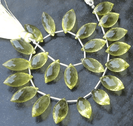 AAA Quality Green Lemon Quartz Micro Faceted Dew Drops Shape Briolettes,14-16mm Long,Great Quality