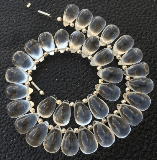 Brand New, 5 Matched Pairs, 12x8mm Long aprx.,Natrual Rock Crystal Quartz Smooth Drops Briolettes,Amazing Item at Low Price