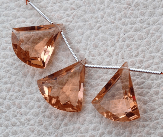 Brand New, 3 Pieces Set CHAMPAGNE Quartz Faceted Fancy shaped Briolette,16-18mm Long, (Extremely Beautiful set