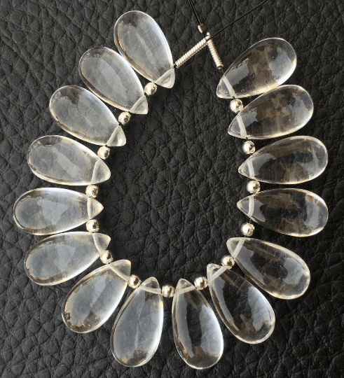 5 Matched Pair, Rock Crystal Quartz Smooth PEAR Shape Briolettes, 15x7mm size.Superb Item at Low Price