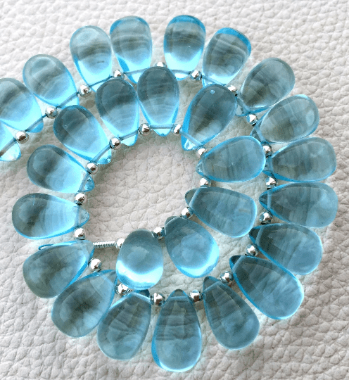 Brand New, 5 Matched Pairs, 12x8mm Long aprx.,SKY BLUE Quartz Smooth Drops Briolettes,Amazing Item at Low Price