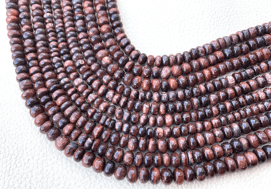 Brand New, Full 13 Inch Full Strand,Natural African RED TIGER EYE Smooth Rondelles Beads,7-6mm Size, Amazing Item at Low Price.