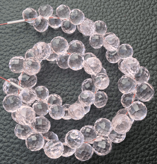 Full 7 Inch Long Strand, PINK AQUA Quartz Micro Faceted Onions Shape Briolettes, 7-8mm size,Superb Item at Low Price