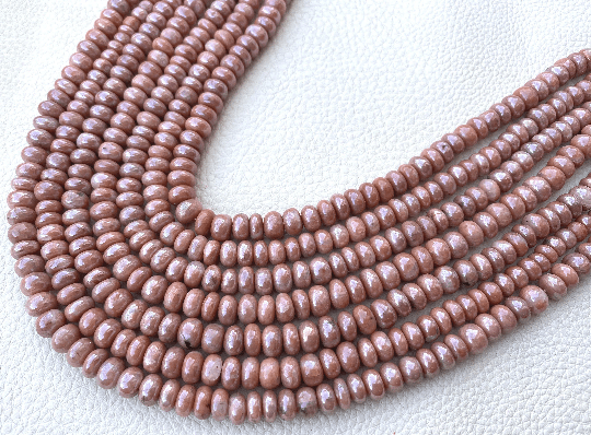 Brand New, Full 13 Inch Full Strand,Natural Brown Pink SILVERITE Smooth Rondelles Beads,5-4.5mm Size, Amazing Item at Low Price.