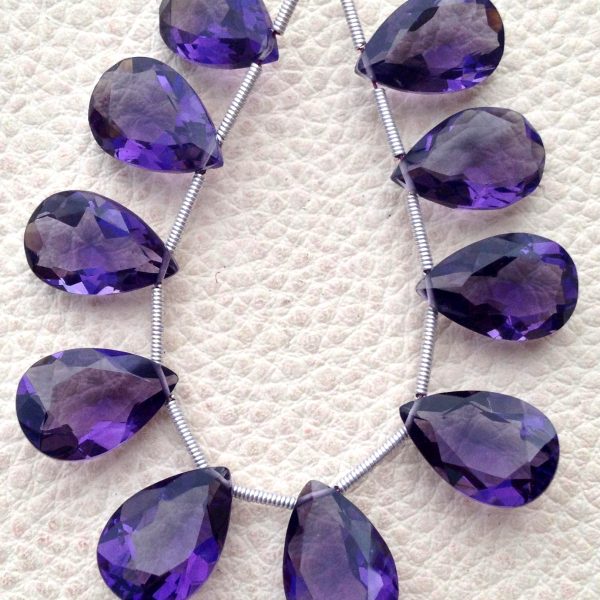 8 Inch Strand,Africa Amethyst Quartz Cut Pear Briolettes,SUPERB-FINEST-aaa Quality,very Low Price.