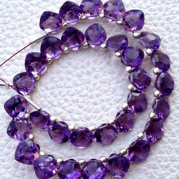 Brand New, Full 6 Inch Strand, Amethyst Purple QUARTZ Faceted Cut Cushion Shape Briolettes,8x8mm size,Superb Item at Low Price.