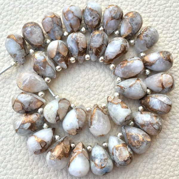 3 Matched Pair, COPPER CALCITE Smooth Drops Shape Briolettes, 12x8mm size.Superb Item at Low Price.