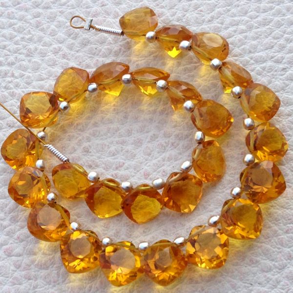 Brand New, Full 6 Inch Strand, Citrine QUARTZ Faceted Cut Cushion Shape Briolettes,8x8mm size,Superb Item at Low Price.
