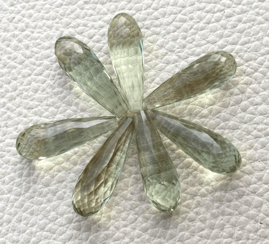 AAA Quality, 20x7mm Long GREEN AMETHYST Faceted Drops Briolettes Matched Pairs- Amazing Matched pair
