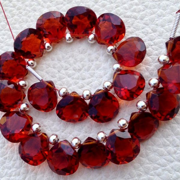 30 Pieces,Brand New Item, GARNET QUARTZ Faceted Cut Heart Shape Briolettes,8x8mm size,Superb Item at Low Price.