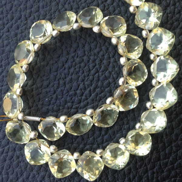 Brand New, Full 6 Inch Strand, Natural Lemon QUARTZ Faceted Cut Cushion Shape Briolettes,8x8mm size,Superb Item at Low Price.
