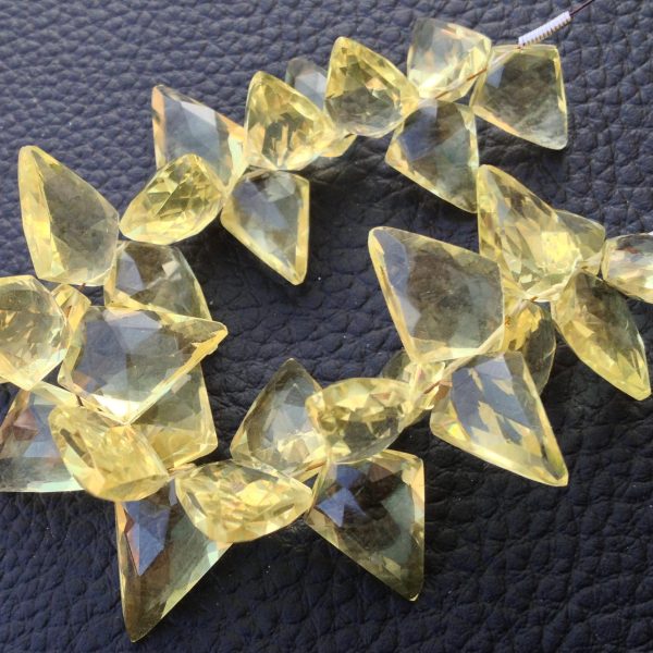 Brand New, 100 Cts, Natural Lemon QUARTZ Faceted Fancy Briolettes,12-17mm Long,Superb Item at Low Price.