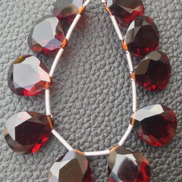 4 Matched pairs, Superb New Garnet Quartz, New Cut Faceted Heart Shape Briolettes,12x14mm Long,Superb