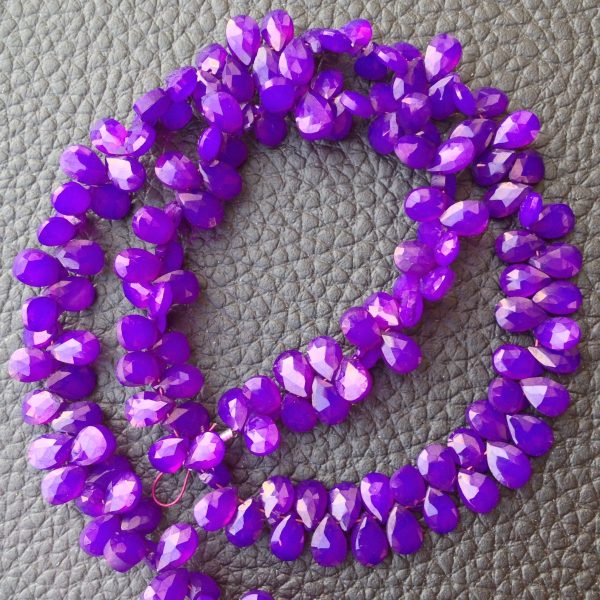 Amethyst Purple Chalcedony Faceted Faceted Pear Shaped Briolettes,6x4mm Long size,GORGEOUS Item at Low Price.