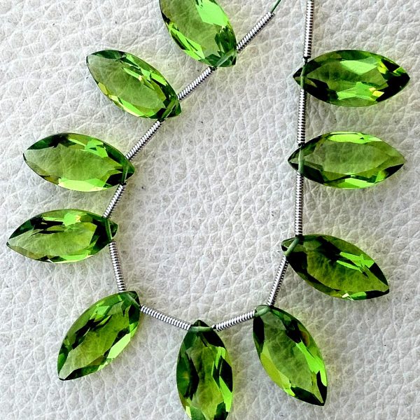 5 Matched pairs, SUPER Peridot Green Quartz Faceted CUT Marquise Shape Briolettes,16X8mm Size,Finest Item.