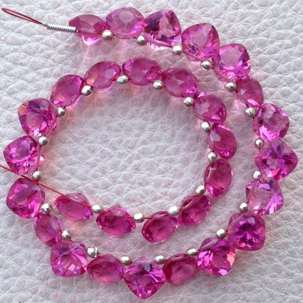 Brand New, Full 6 Inch Strand, PINK QUARTZ Faceted Cut Cushion Shape Briolettes,8x8mm size,Superb Item at Low Price.
