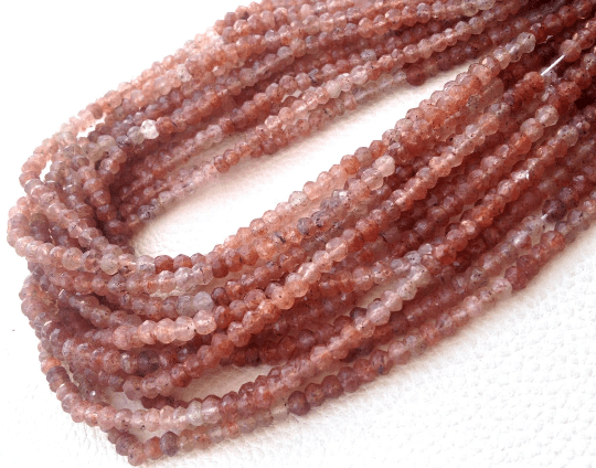 Brand New, Copper Rutilated Quartz Micro Faceted Rondelles,Full Strand, 4-4.5mm size,Amazing AAA Quality Wholesale Price.