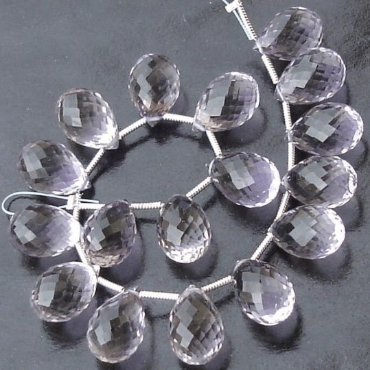 3 Matched Pair of PINK AMETHYST Micro Faceted Drops Shape Briolettes,14mm Long,Great Price,Superb Item