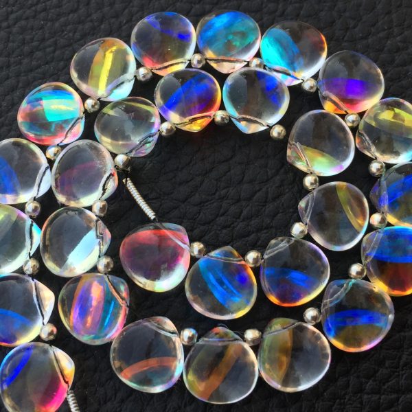 Brand New, 5 Matched Pairs,FIRE RAINBOW Moonstone Quartz Smooth Heart Shape Briolettes, Superb FIRE Flashy,10x10mm Heart