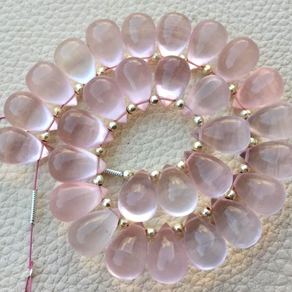 3 Matched Pair, NATURAL ROSE QUARTZ Smooth Drops Shape Briolettes, 12x8mm size.Superb Item at Low Price.