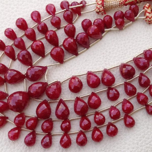 Special 25 Pieces,New Arrival, Dyed Natural RUBY Faceted Drops Shape Briolettes, Aprx.7-10mm Long, Finest Item