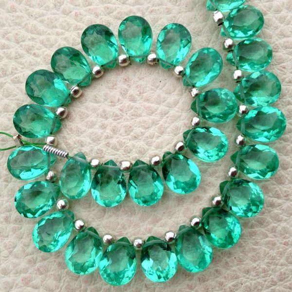 Brand New, Full 6 Inch Strand, SEAFOAM GREEN QUARTZ Faceted Cut Pear Shape Briolettes,6x8mm size,Superb Item at Low Price.