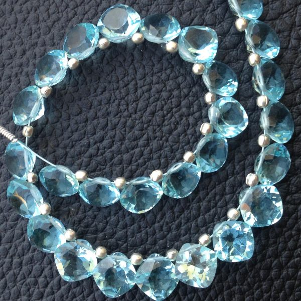 Brand New, Full 6 Inch Strand, SKY BLUE QUARTZ Faceted Cut Cushion Shape Briolettes,8x8mm size,Superb Item at Low Price.