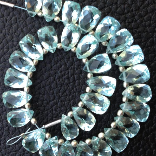 Brand New, Full 6 Inch Strand, SKY BLUE QUARTZ Faceted Pyramid Shape Briolettes,10x6mm size,Superb Item at Low Price..